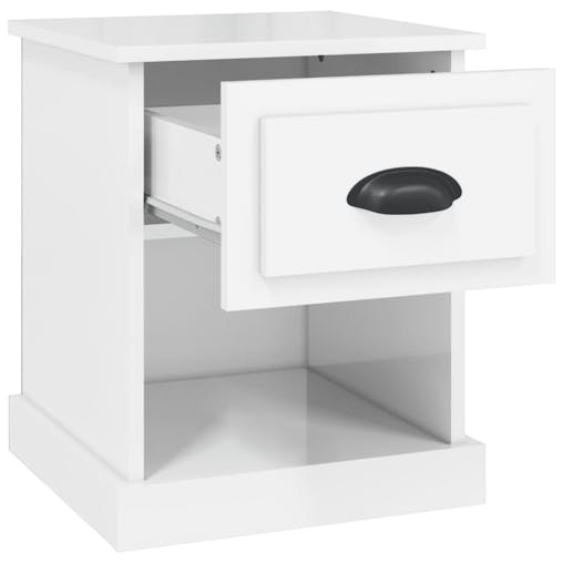 NNEVL Bedside Cabinets 2 pcs High Gloss White 39x39x47.5 cm Engineered Wood