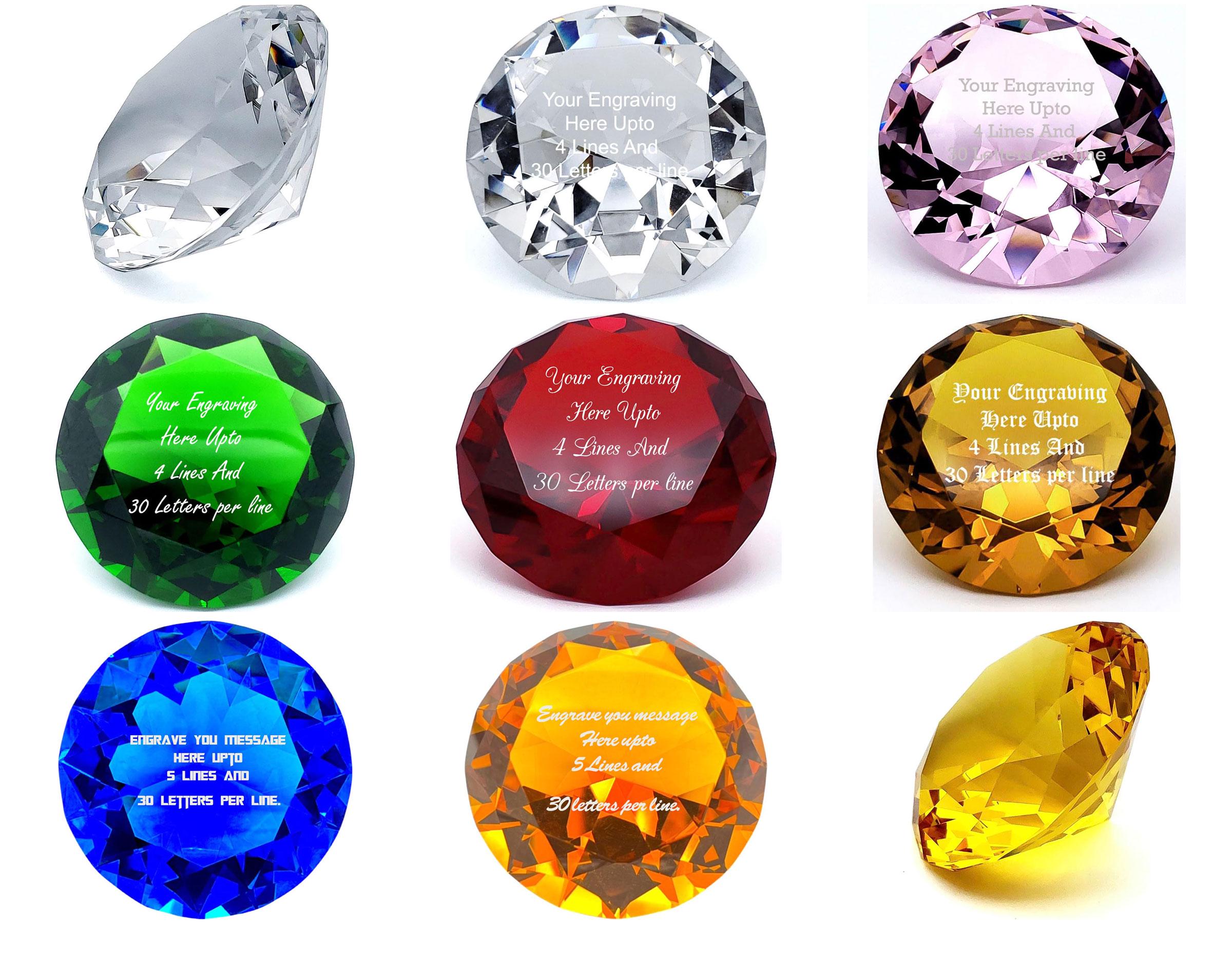 Personalized Crystal Diamond Heart Engraved Paperweight with Gift Box 9 colors to choose from.