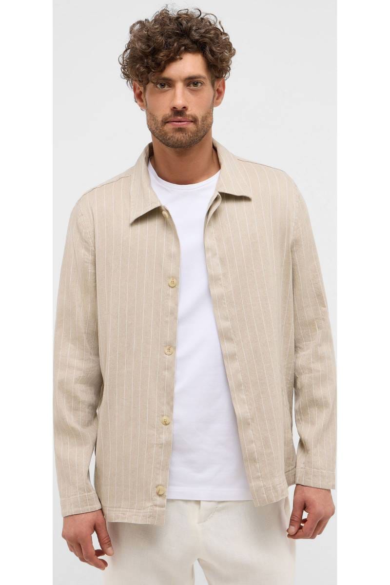 ETERNA 1863 Performance Modern Fit Leinenhemd beige, Gestreift