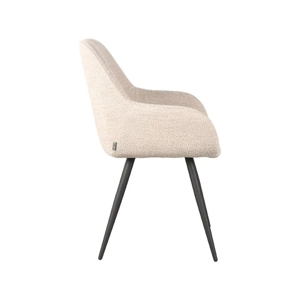 LABEL51 - Eetkamerstoel Fender - Naturel - Boucle - 59x57x87 cm - set van 2