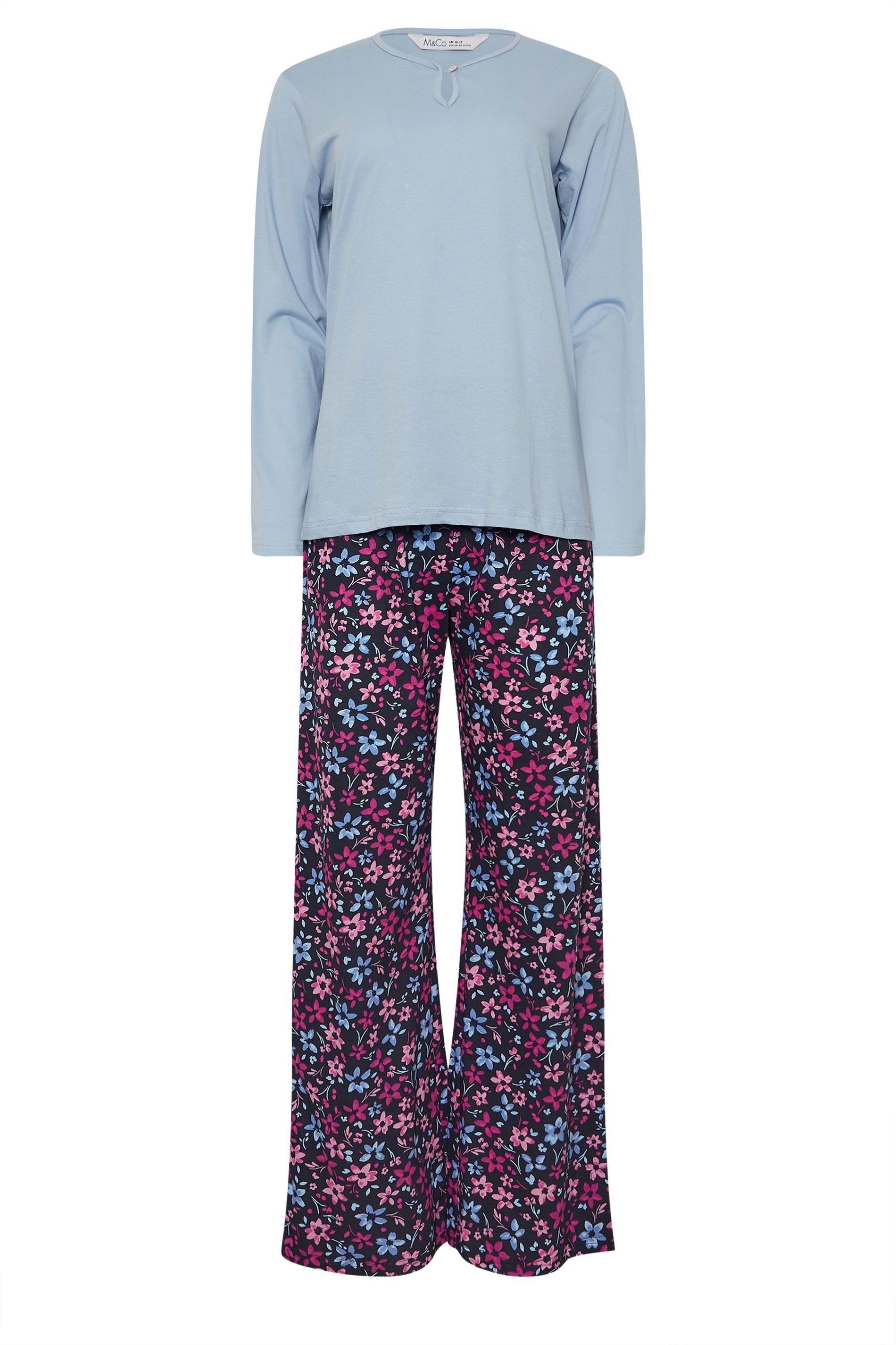 M&Co Cotton Floral Wide Leg Pyjama Set