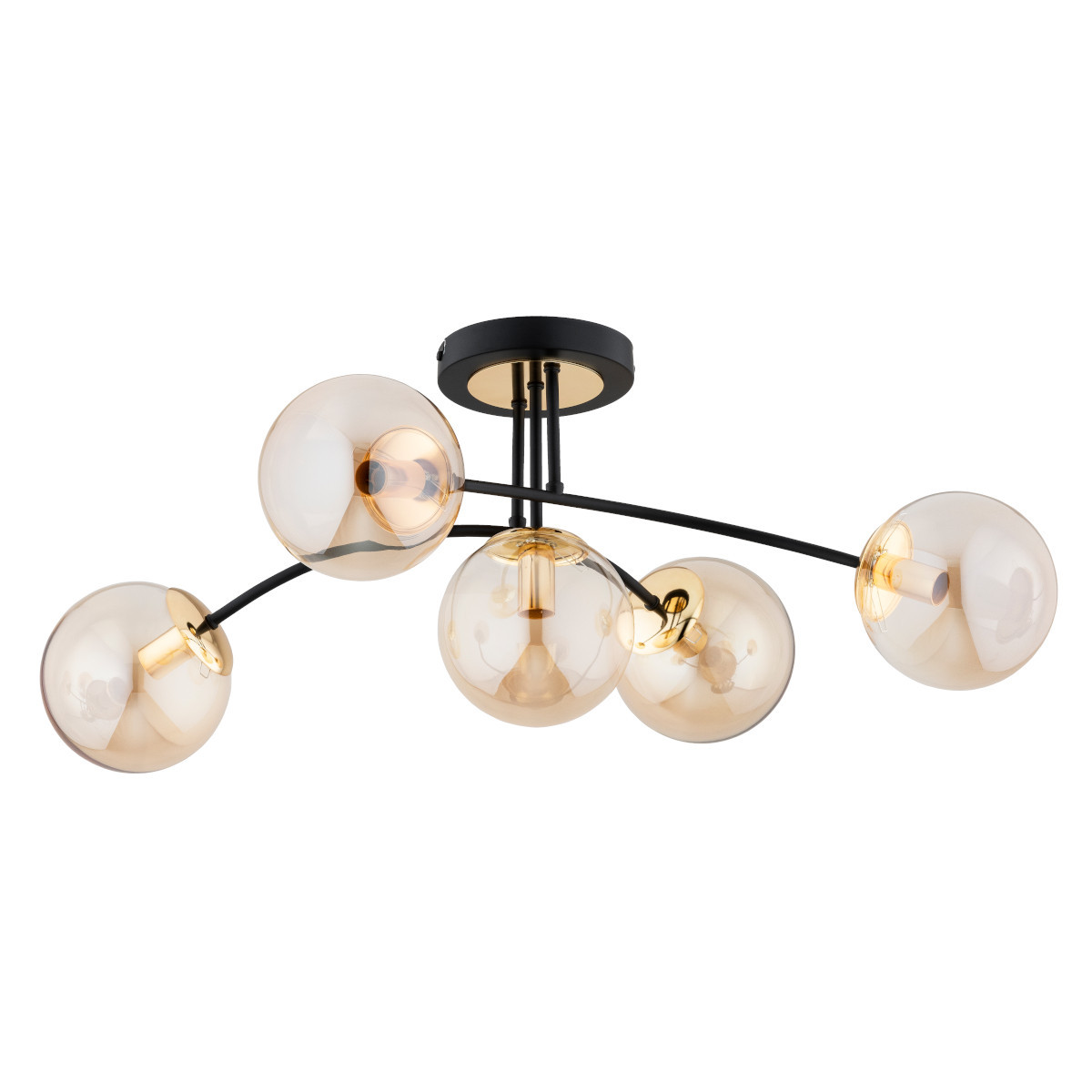 Lampa sufitowa czarno-złota-bursztynowy LATINA 5xE14x10W Alfa