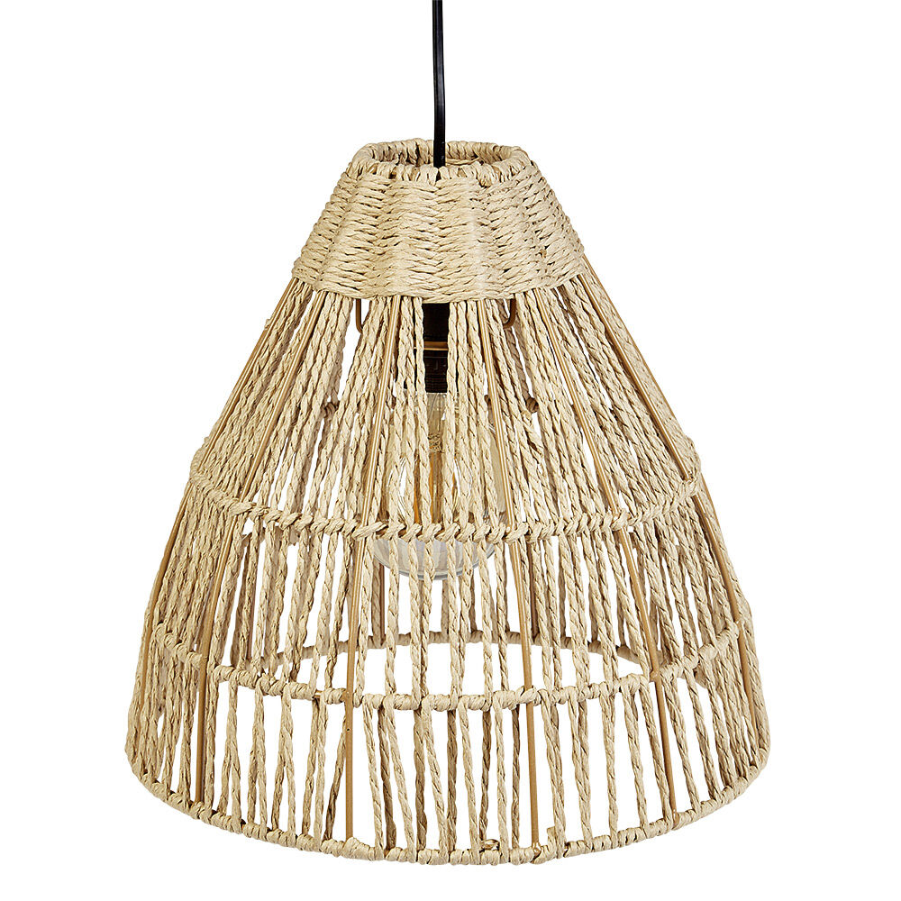 Suspension avec abat jour en cordage imitation jute naturel