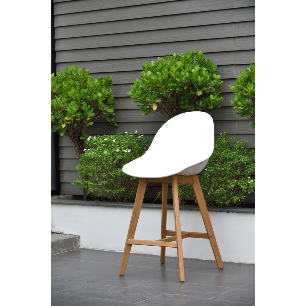 Hawaii Patio Bar Sidestool (Set of 2), Light Teak Finish - N/A