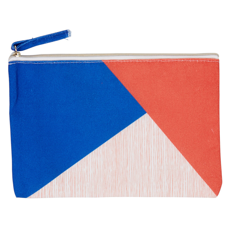 Trousse cosmétique bleu rouge et blanc
