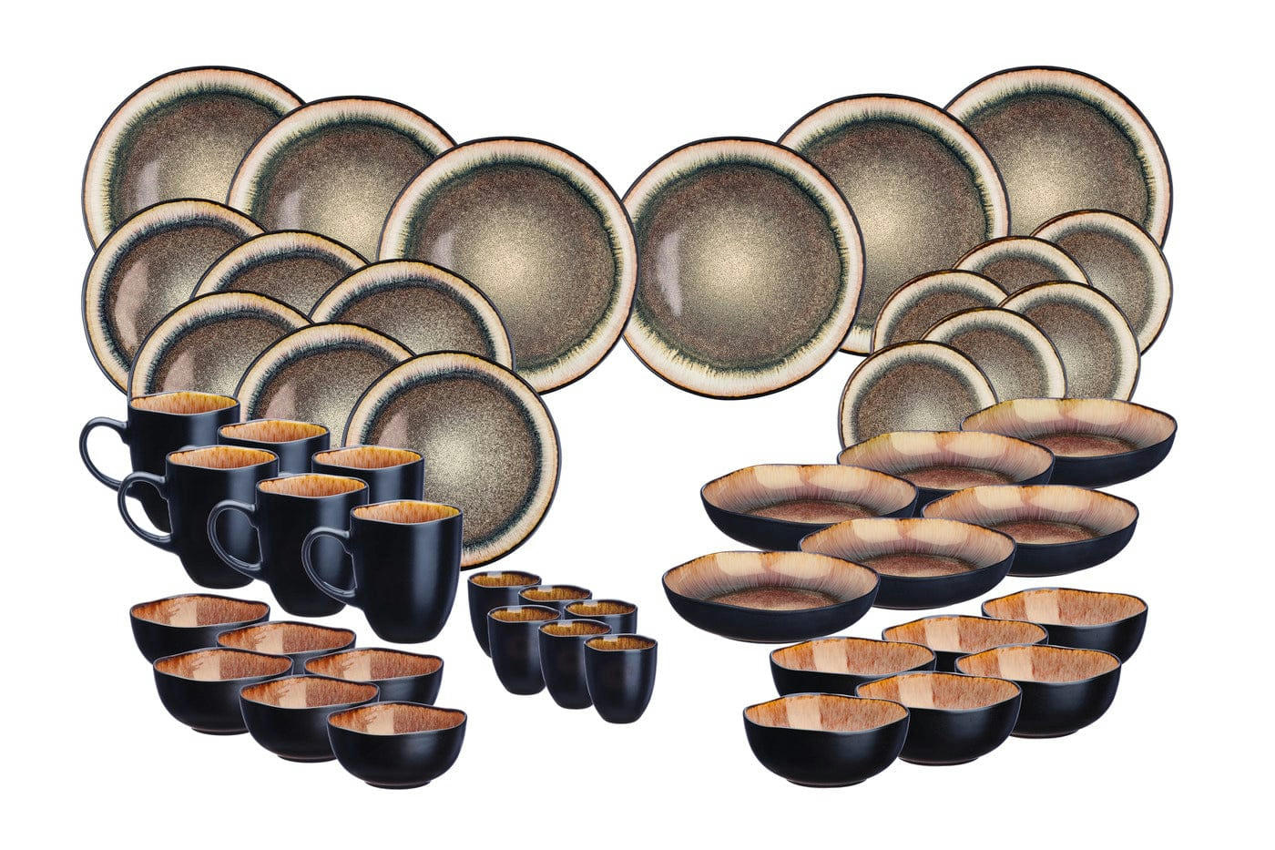 REACTIV - Set vaisselle 48 pièces en grès marron