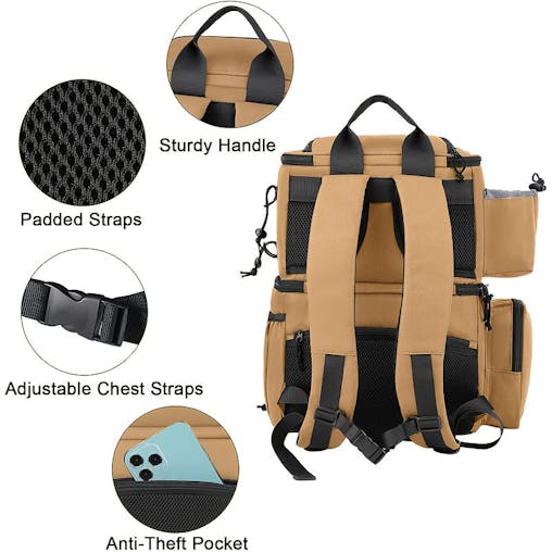 NNETM Fishing Tackle Backpack with Rod Holders & Cooler