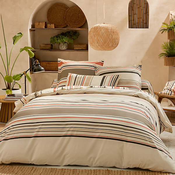 Housse de couette 200x200 cm coton HUGO beige/corail