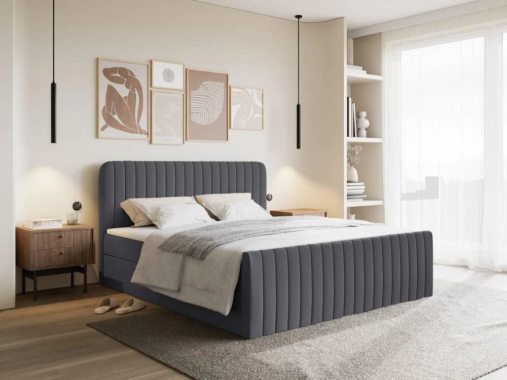Boxspring Adrien chenille met opbergruimte 160x200