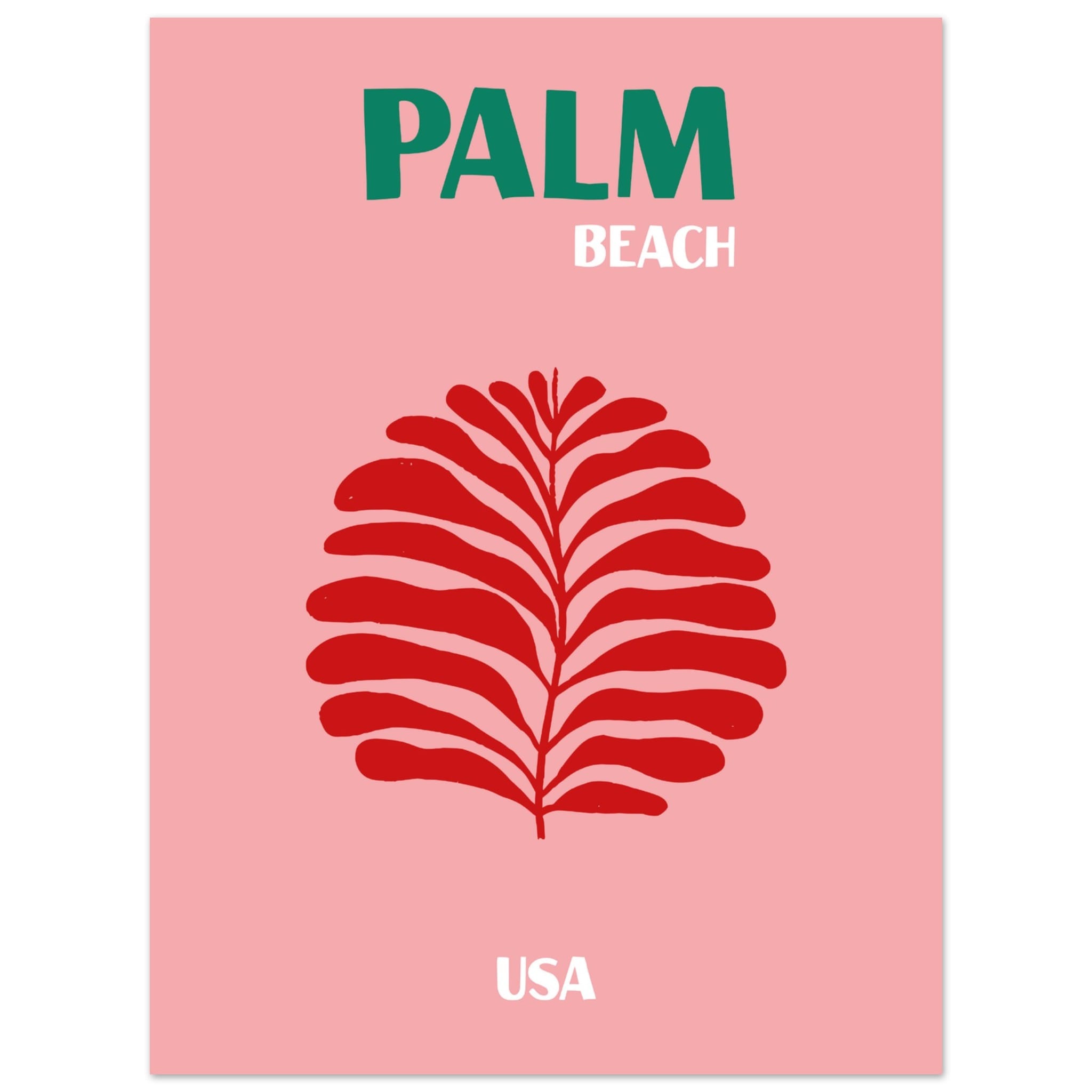 Artfulprints Poster USA - Palm Beach  - 30x40 cm - Roze