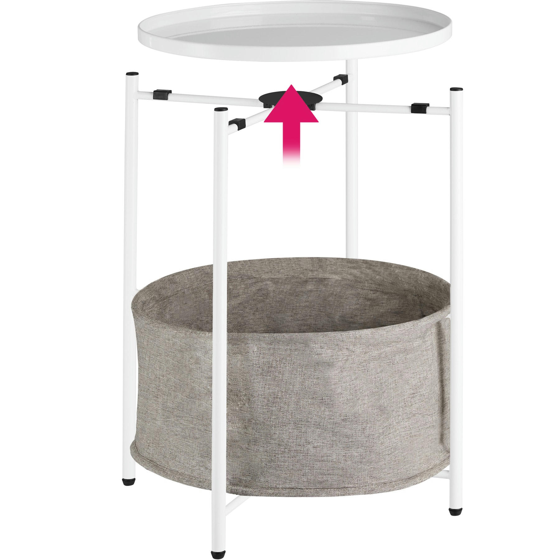 - Table d'appoint en Acier et polyester blanc