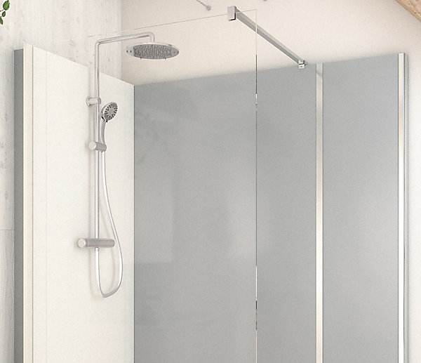 Cabine de douche à l’italienne l.90 x L.160 x H.218cm – effet ciment, receveur de plain-pied, Elmer Serenity