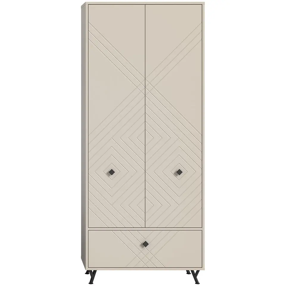 Hioshop Notes kledingkast 2 deuren 1 klepdeur mat beige