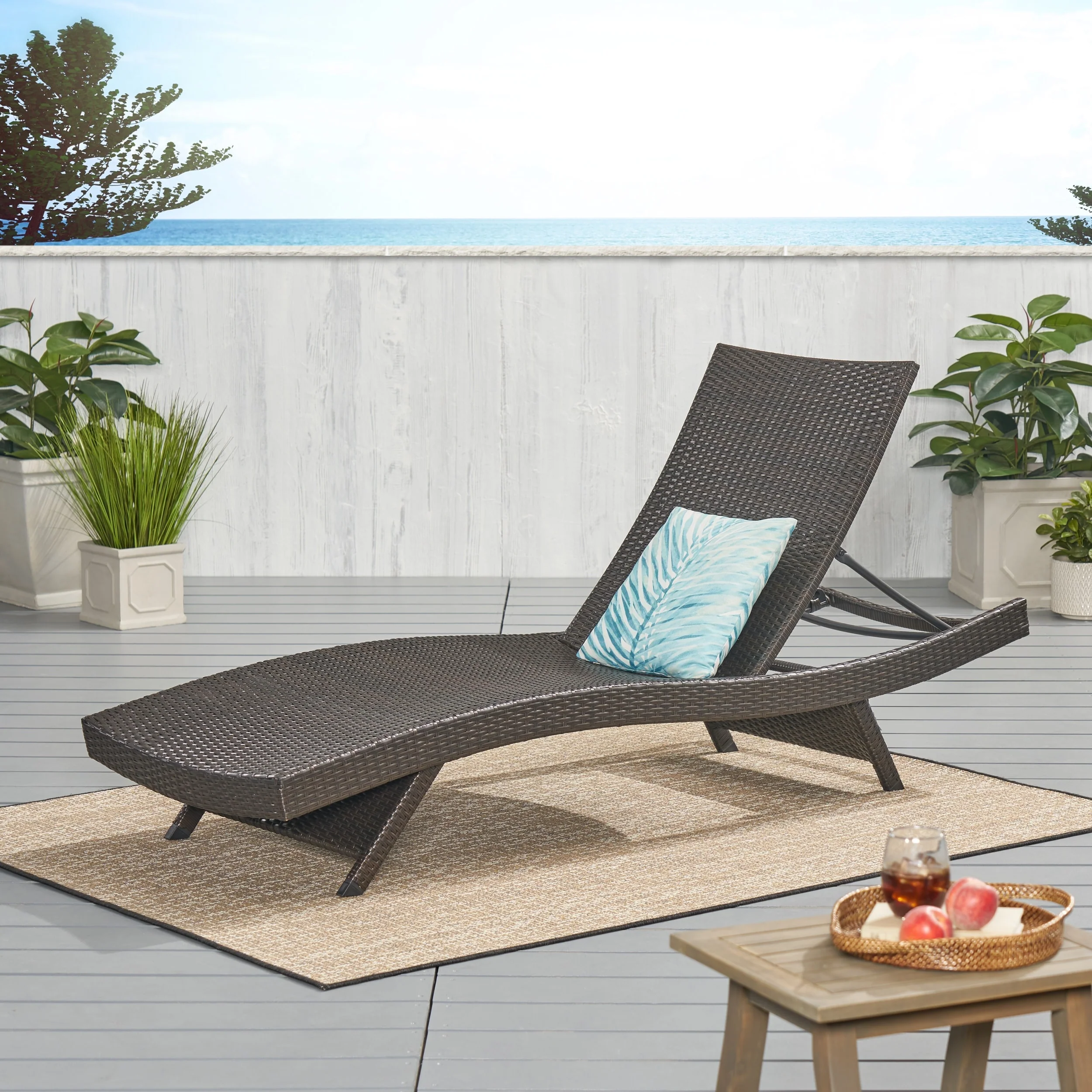 Salem Outdoor Grey Wicker Chaise Lounge Chair by Christopher Knight Home