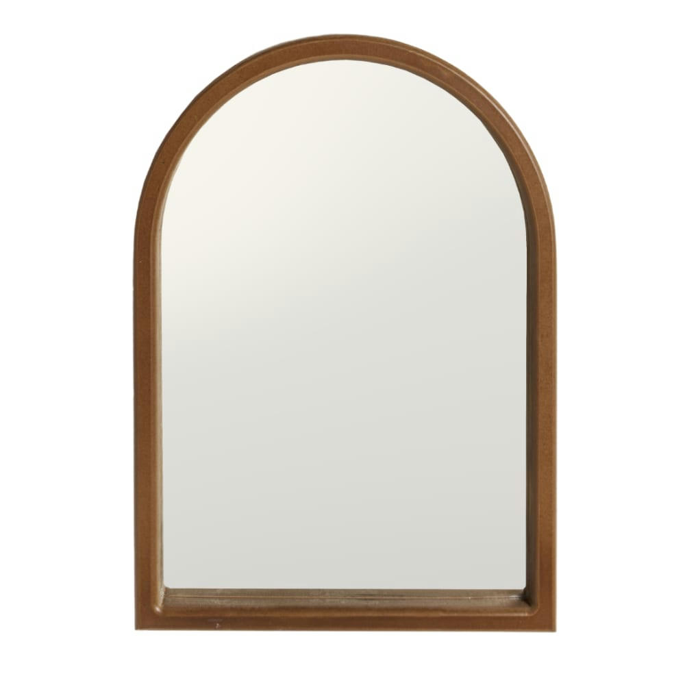 KATIA - Miroir arqué fabriqué artisanalement en couleur marron clair