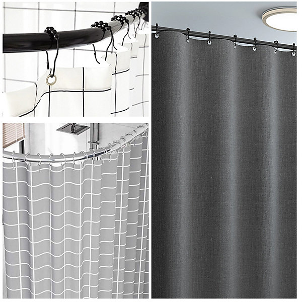 Anneaux de rideau de douche, 12 pièces, noirs, crochets pour tringle à rideau de douche