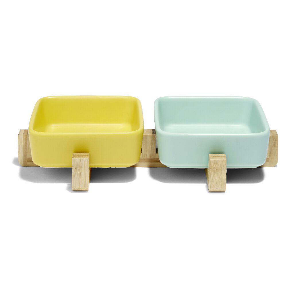 Gamelle double pour chien céramique et bambou (2 modèles)