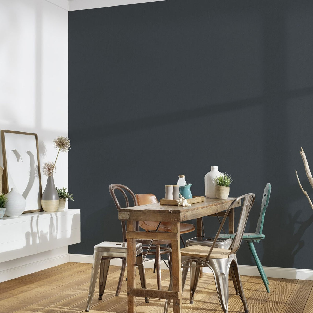 Livingwalls behang effen zwart - 53 cm x 10.05 m - AS-377483