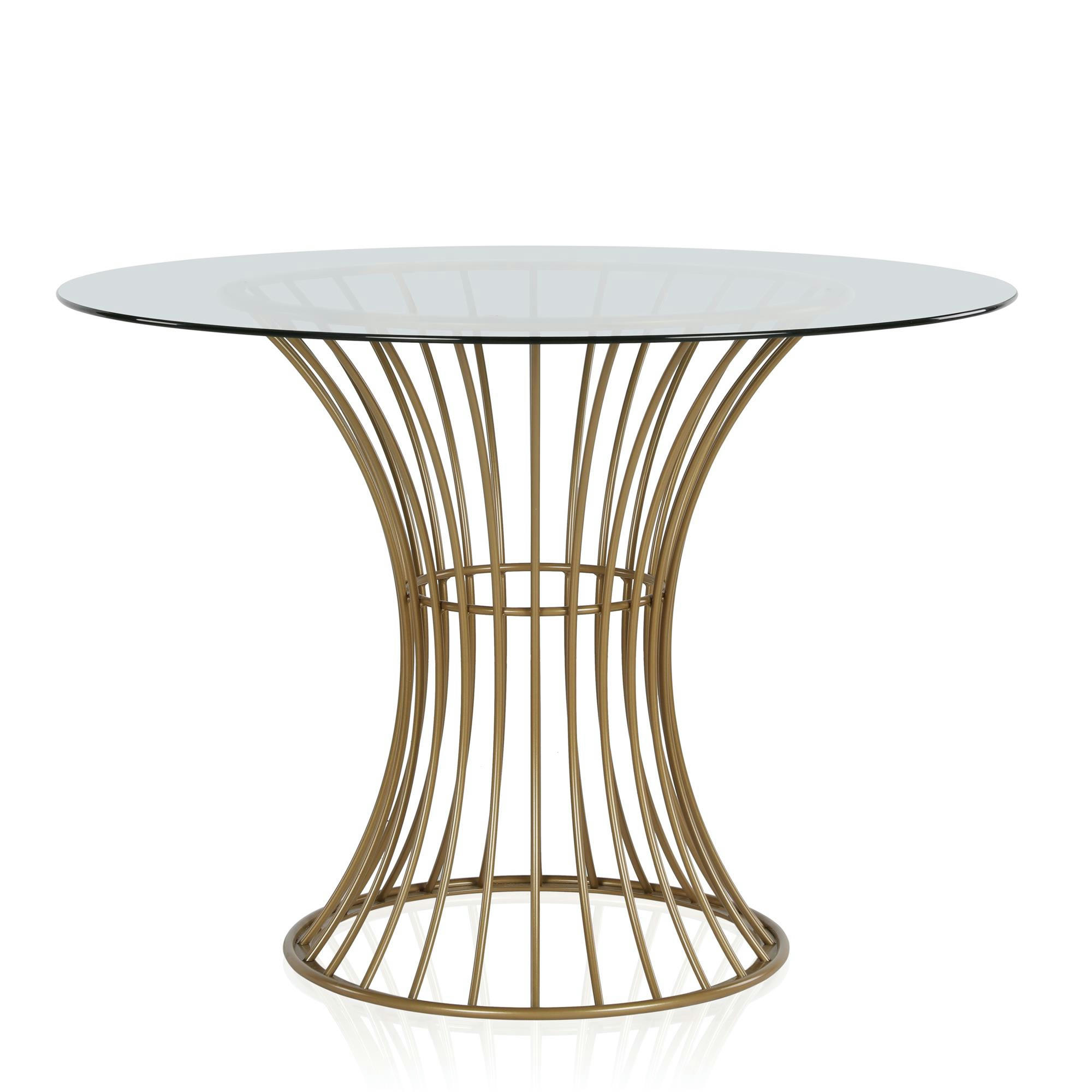 WESTWOOD - Table à manger en verre et piètement en métal en bronze