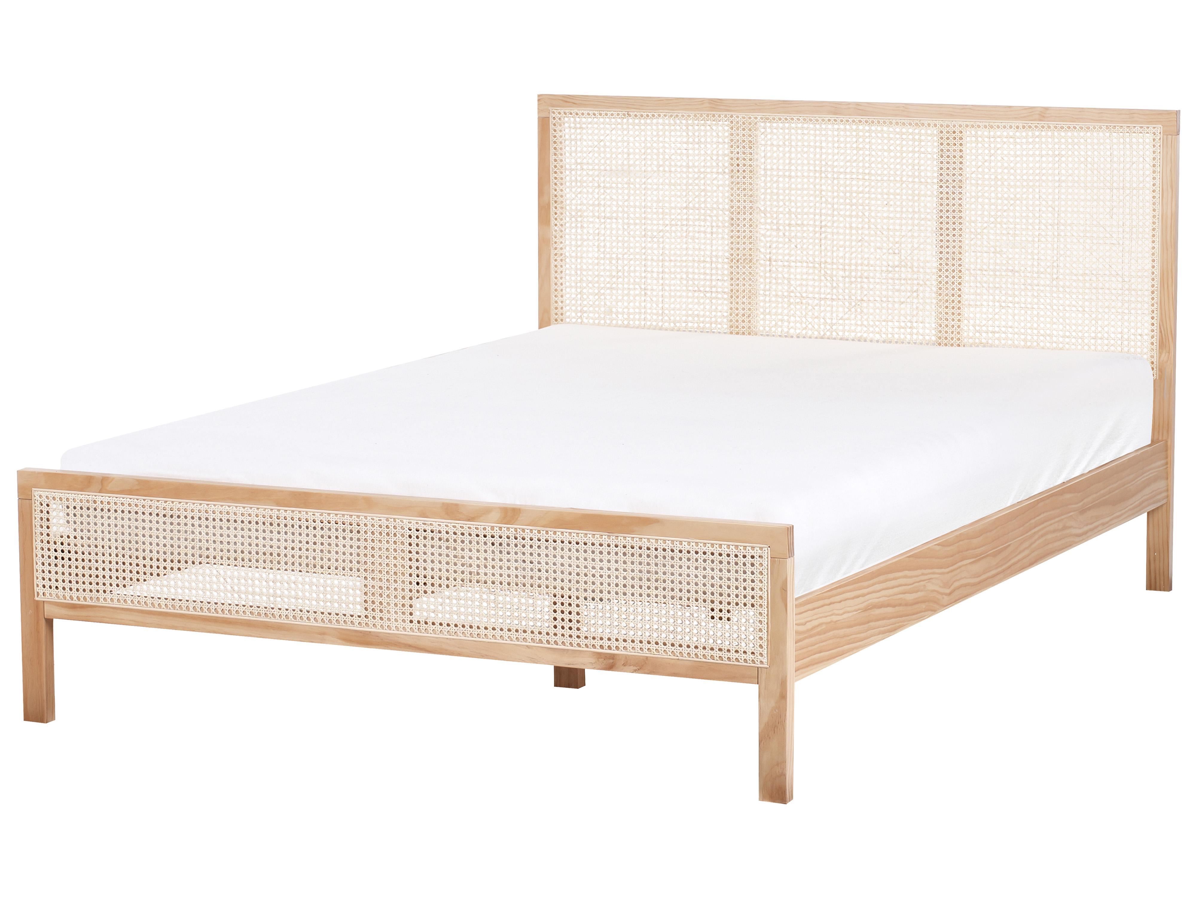 Bed Pine Wood SALERNAS 160 x 200 cm (EU King Size) Light Brown