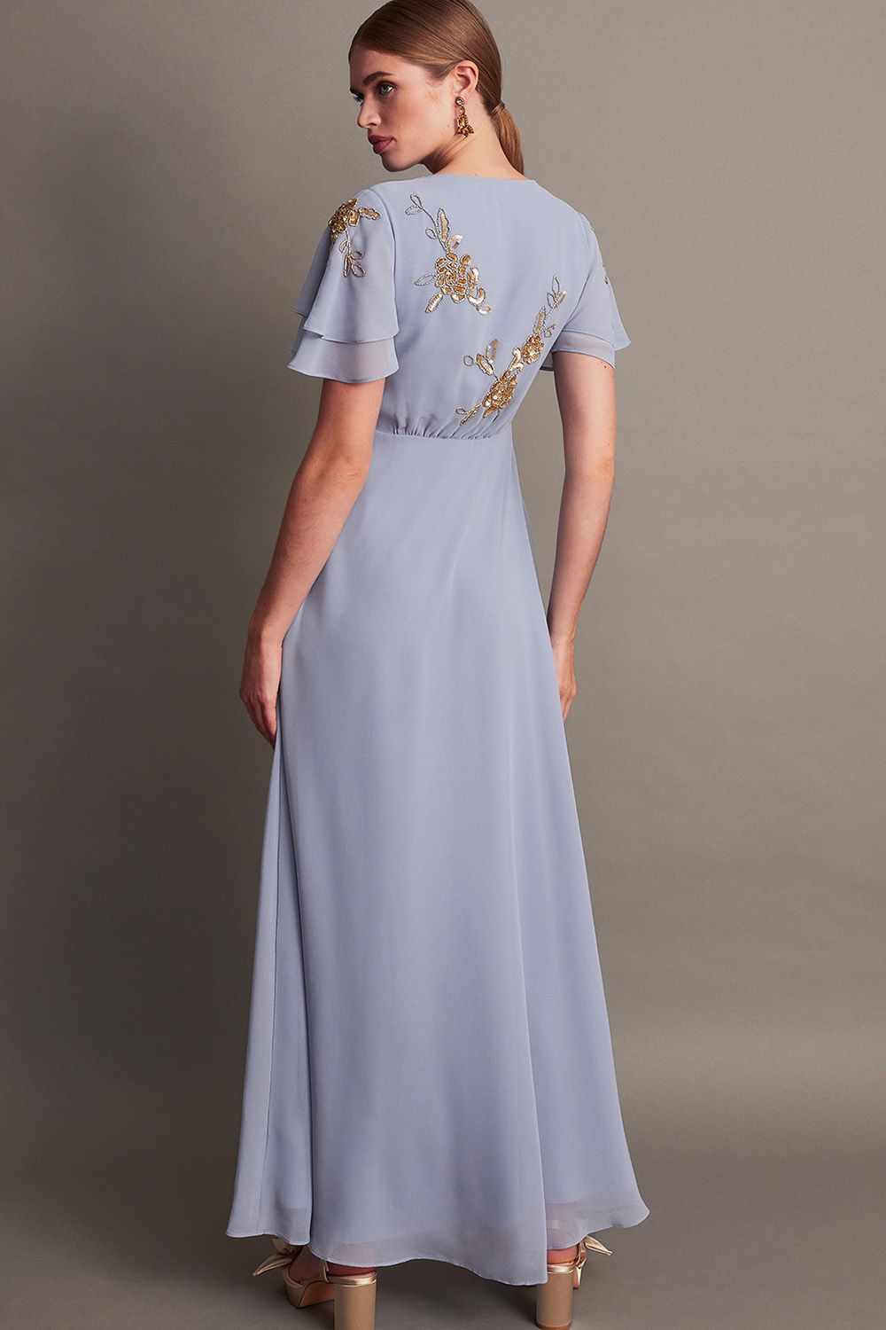 Monsoon Kendra Embellished Maxi Dress Blue