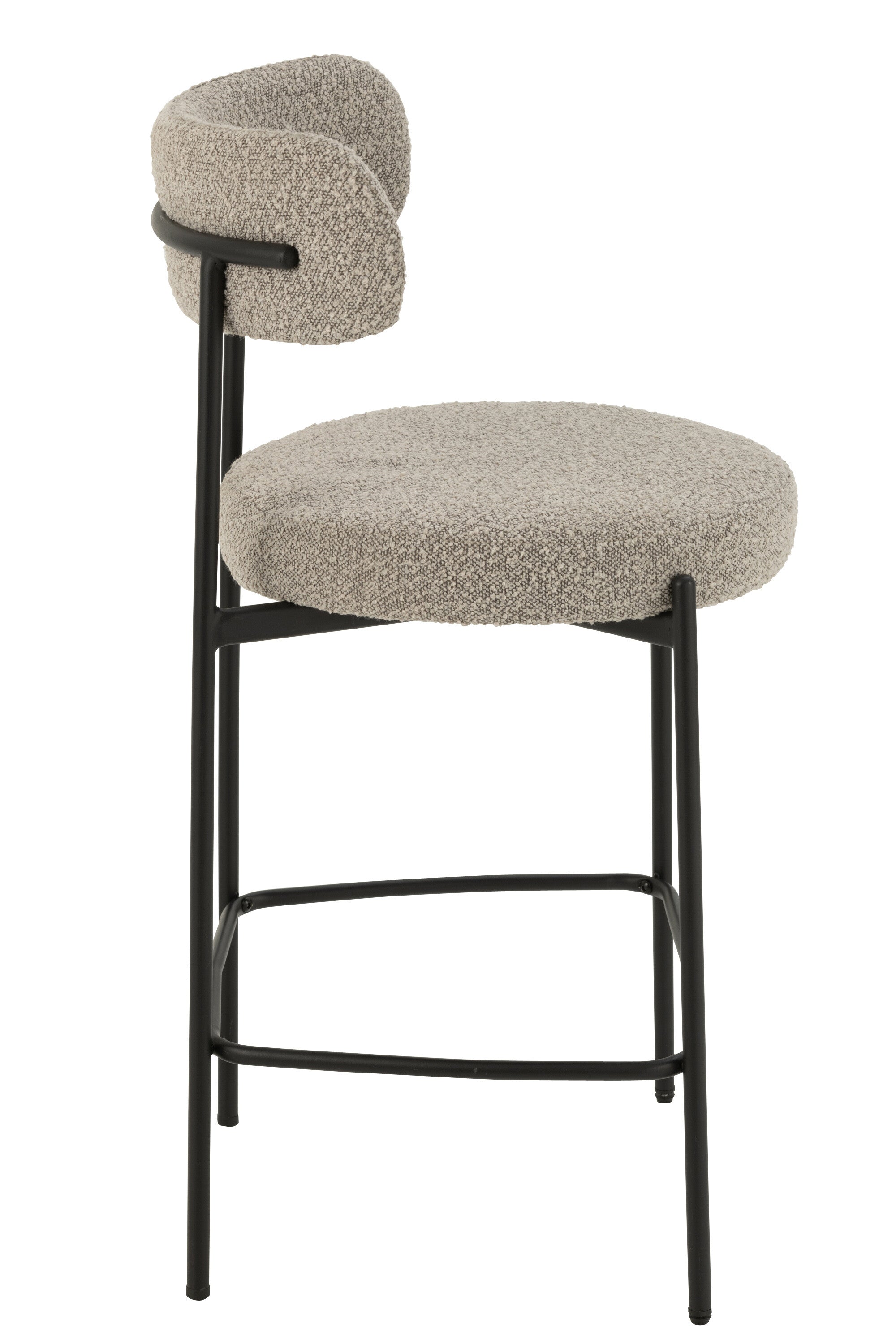 J-Line barstoel Bouclé - multiplex/polyester - grijs/zwart