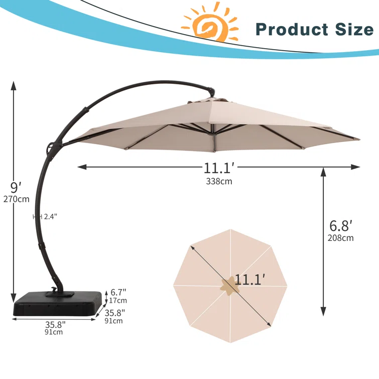 Ebonique Cantilever Umbrella with Base Included