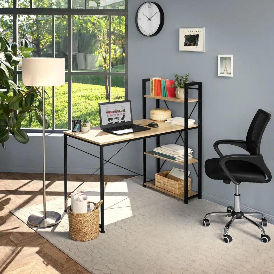 tectake Bureau Hershey 122x61x120cm, Industrieel Licht Hout, Eiken Sonoma