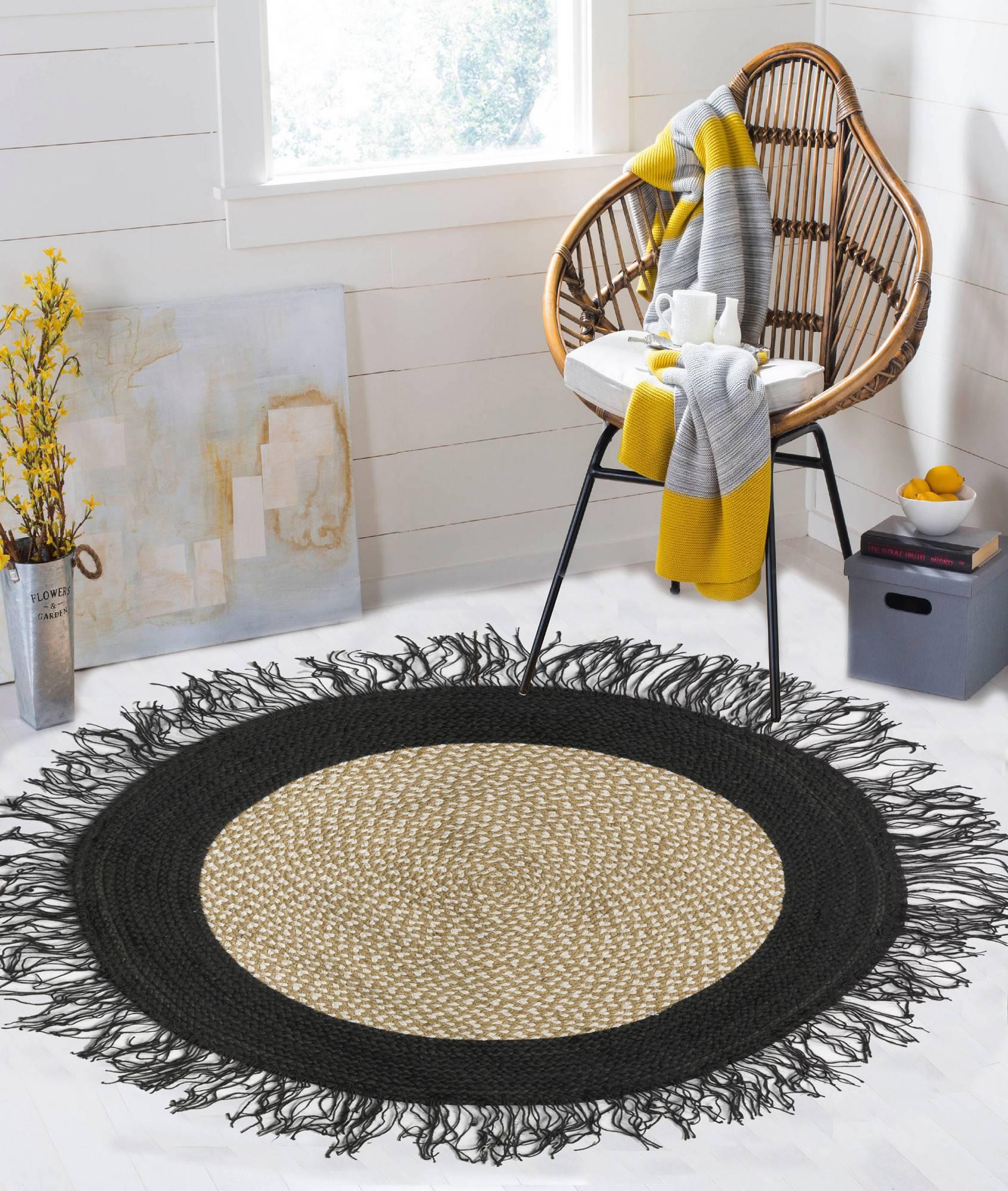 Vloerkleed Jarlath jute rond handgemaakt