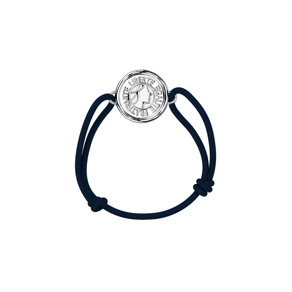 Bracelet cordon Marianne, cuir réversible Blanc Nacré / Blanc