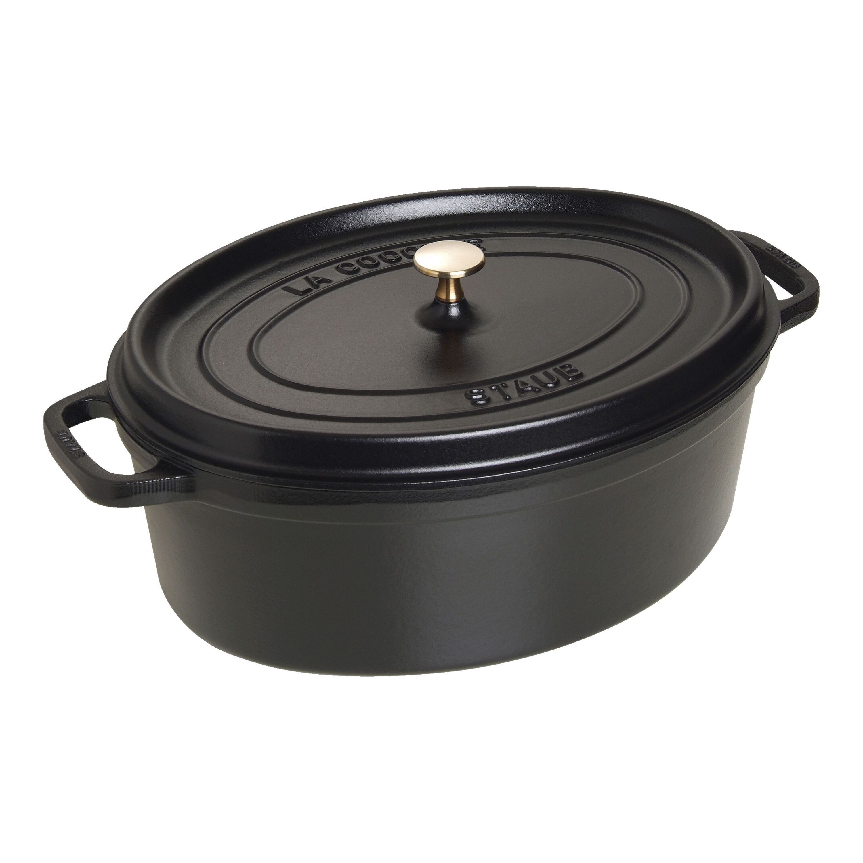 37 cm oval Cast iron Cocotte black