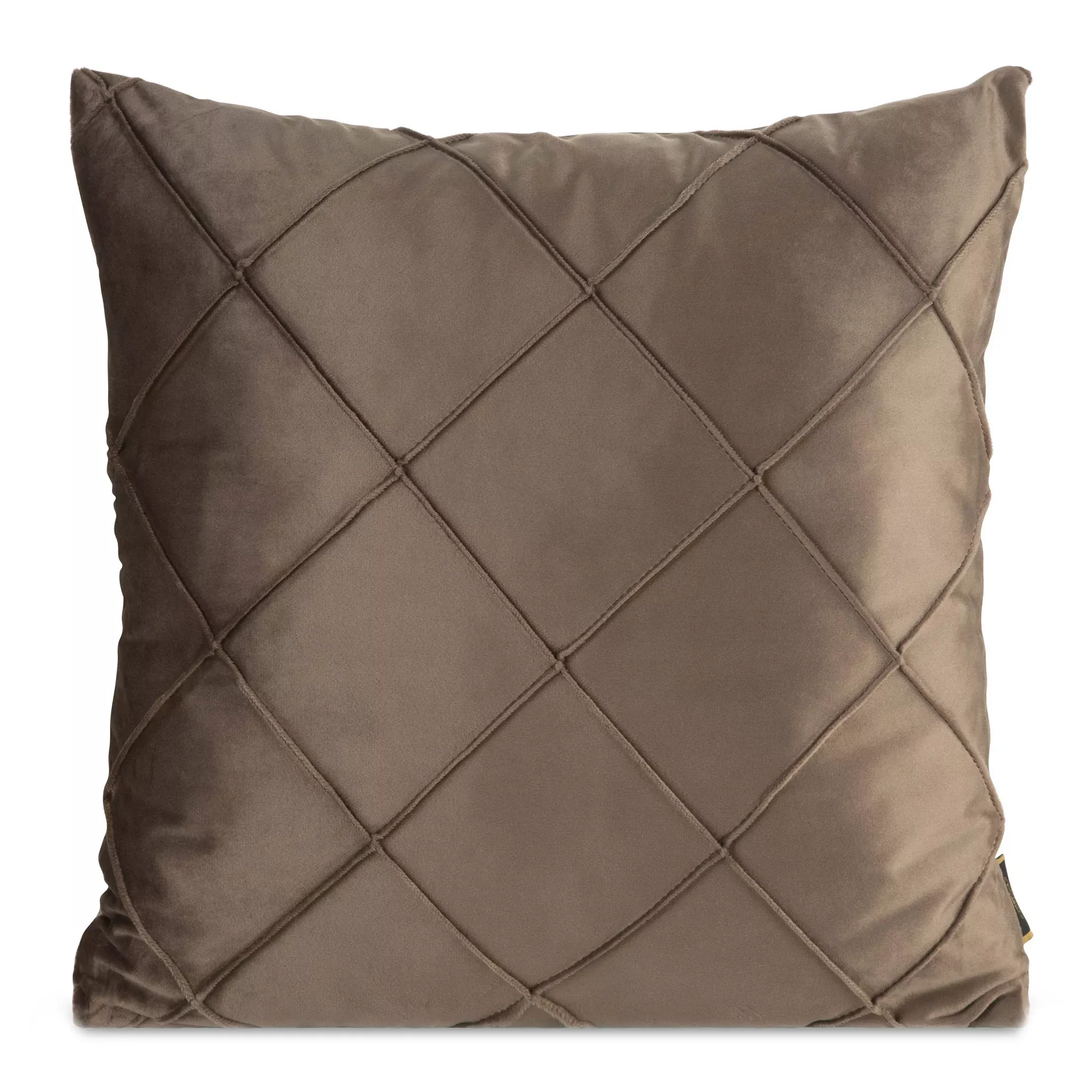 Poszewka na poduszkę 45x45 cm welwetowa jasnobrązowa z geometrycznym przeszywanym wzorem NALA Eurofirany Premium
