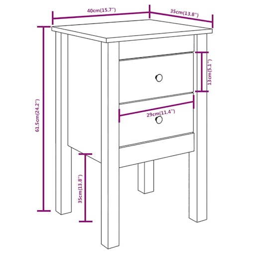 NNEVL Bedside Cabinets 2 pcs White 40x35x61.5 cm Solid Wood Pine