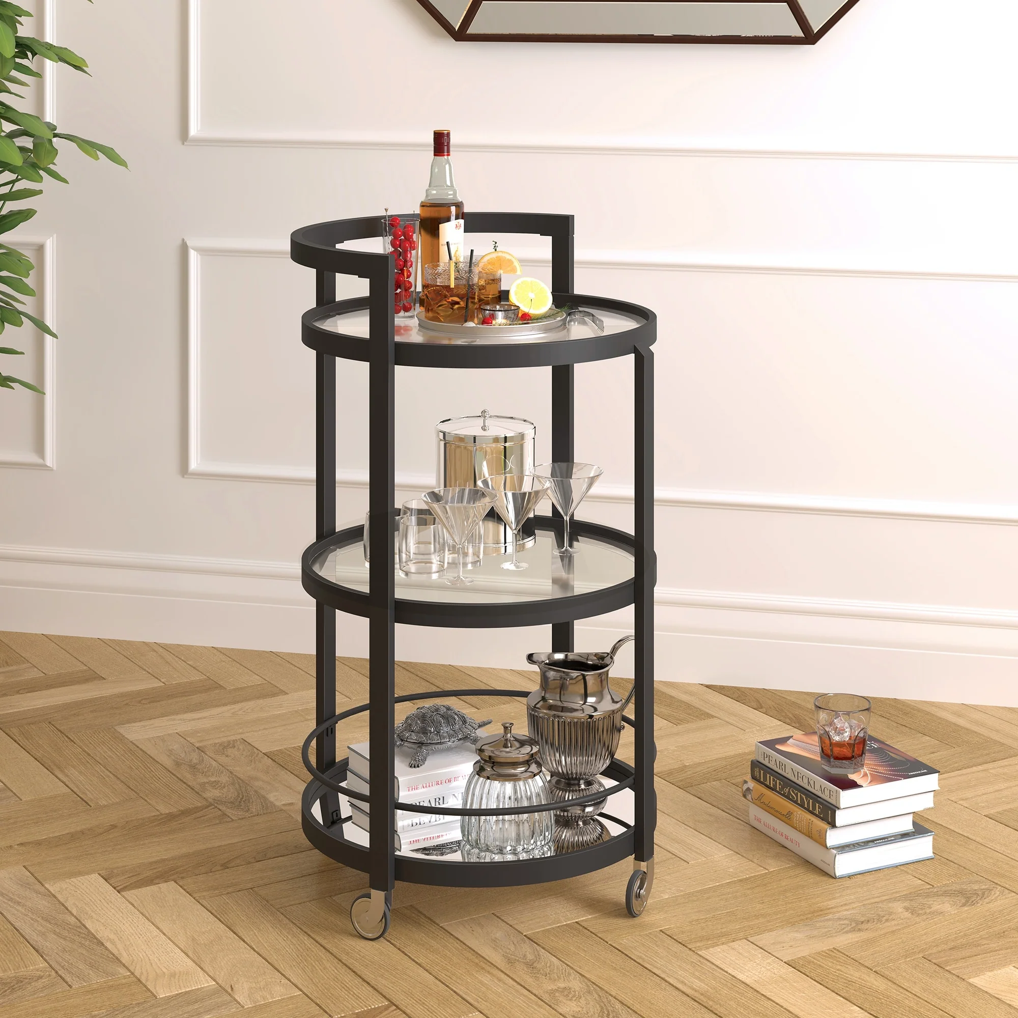 Hause 21'' Wide Round Bar Cart - 21 Wide