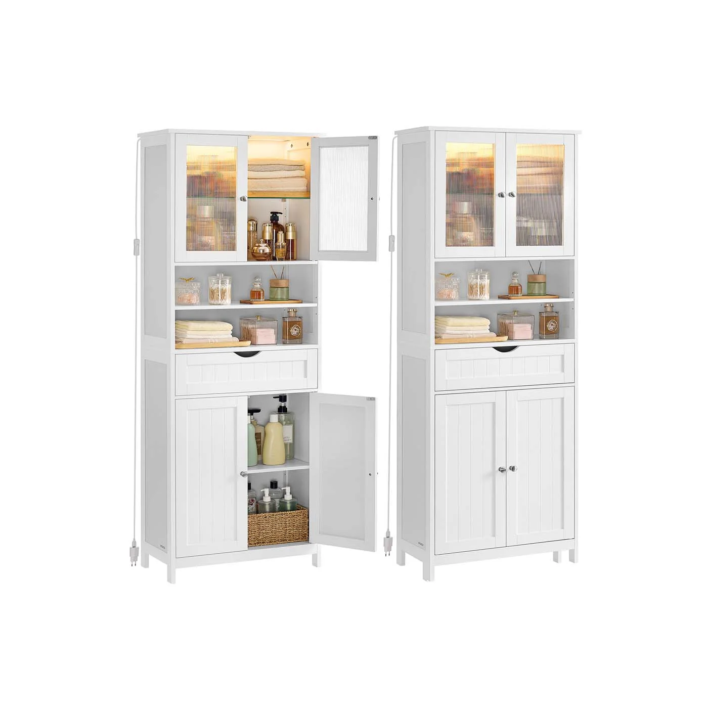 Armoire de rangement polyvalente étagères réglables et tiroir