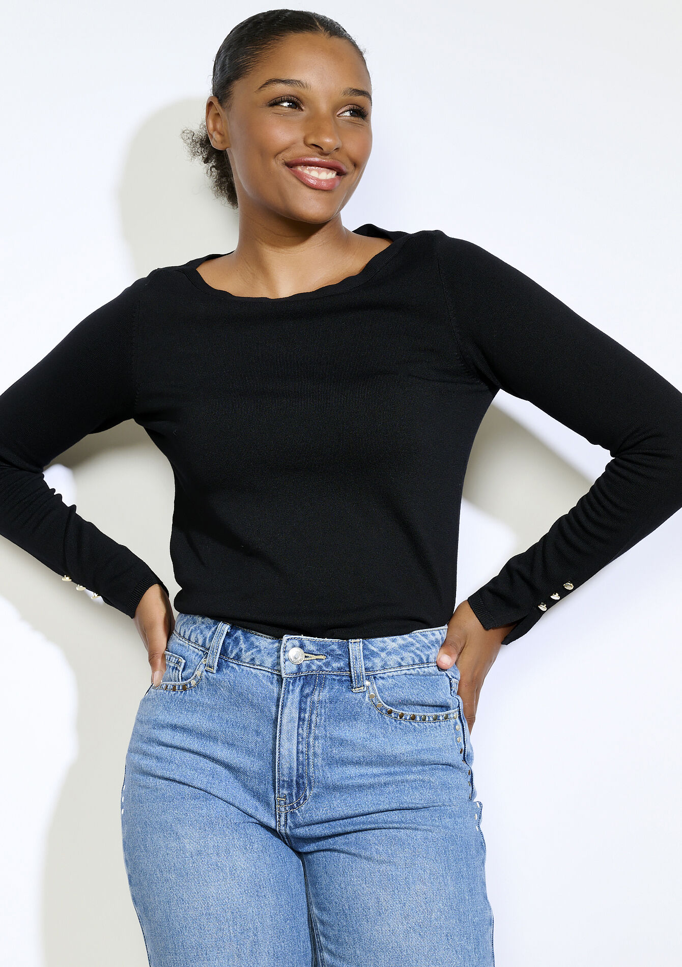 Trui met gouden knopen