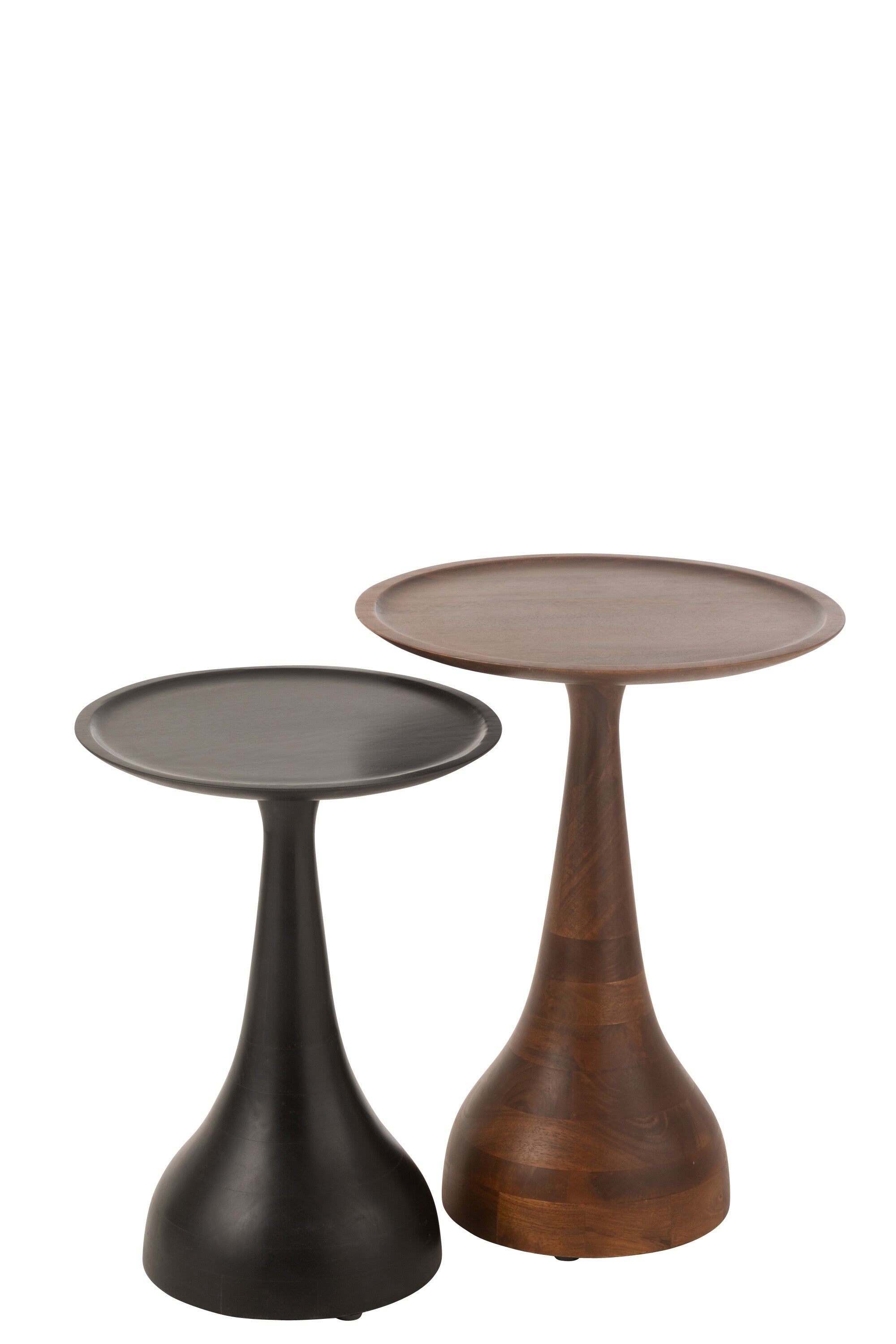 J-Line bijzettafel Paro - hout - bruin/zwart - 2 stuks