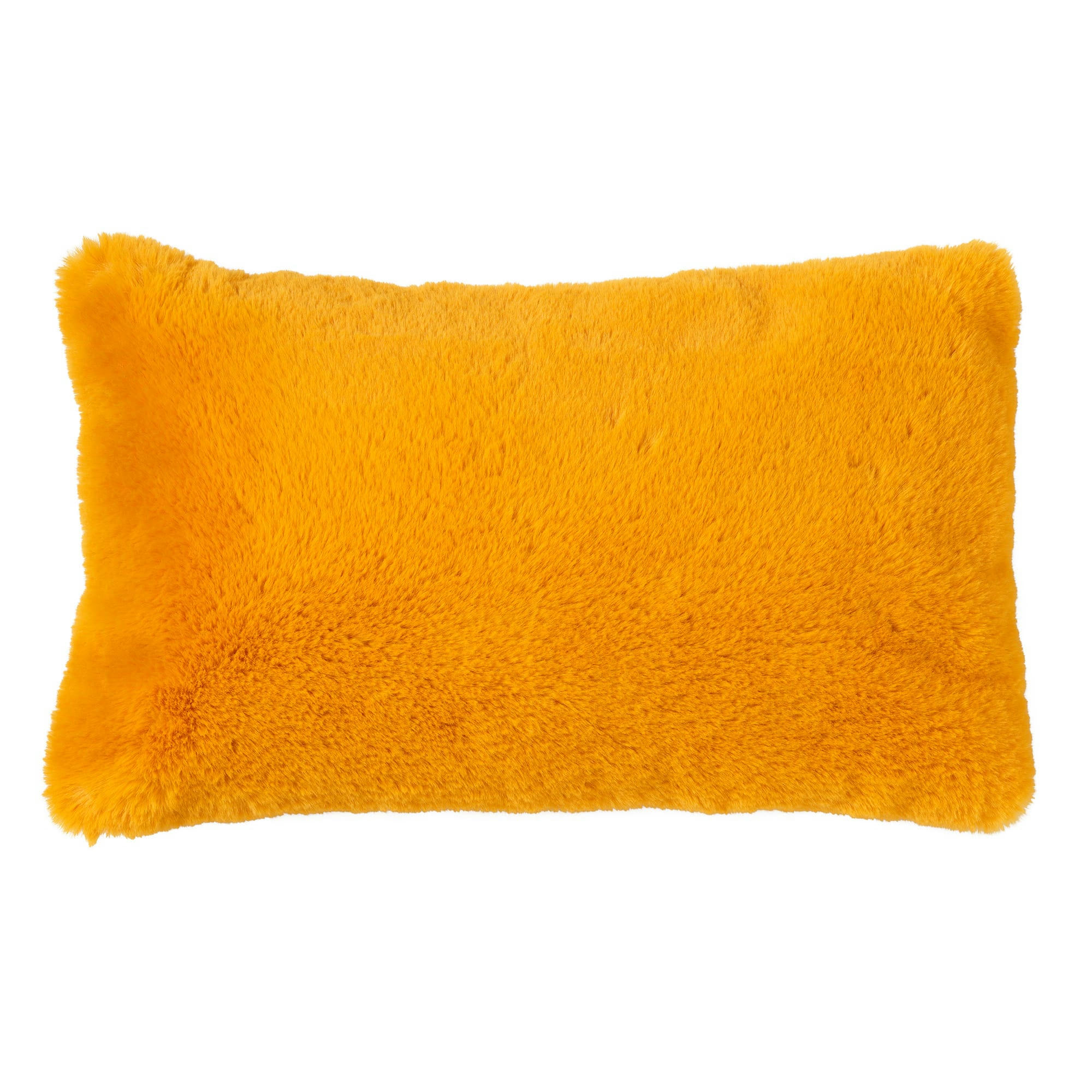- Housse de coussin jaune fausse fourrure-30x50 cm uni