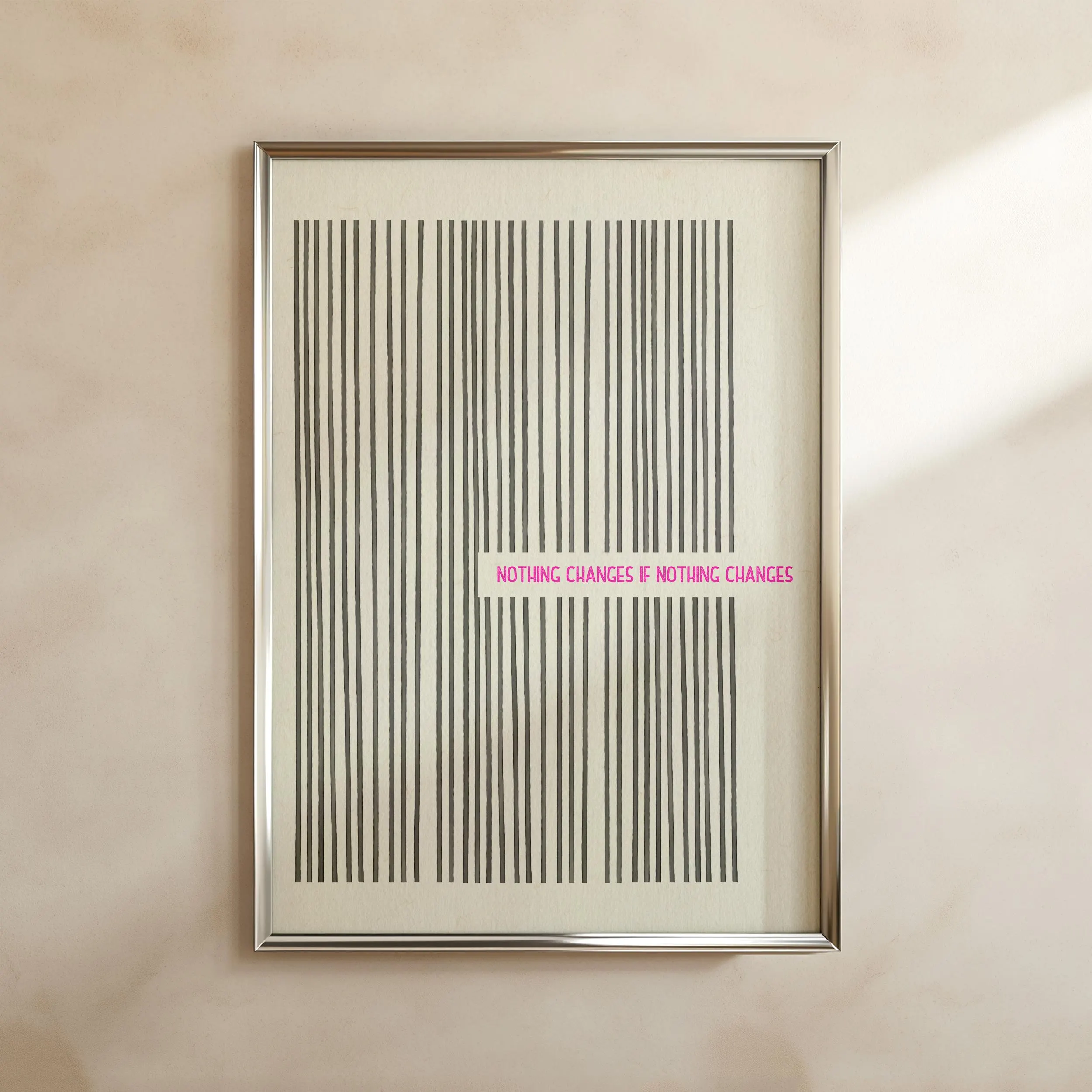 PHYSICAL PRINT Nothing Changes If Nothing Changes Typography Motivational Poster Home Office Wall Art Desk Cozy Bedroom Decor UNFRAMED