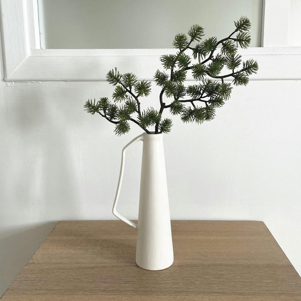 CERAMIC - Vase céramique anse blanc L10cm