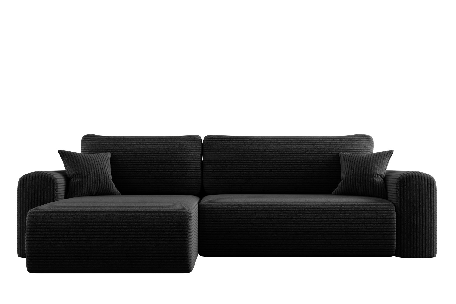 Sofa w kształcie L CAPRI narożnik, tkanina Poso, Czarny Prawostronny