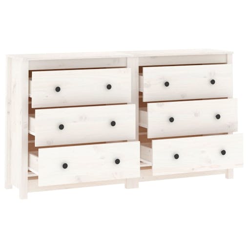 NNEVL Sideboard White 140x35x80 cm Solid Wood Pine