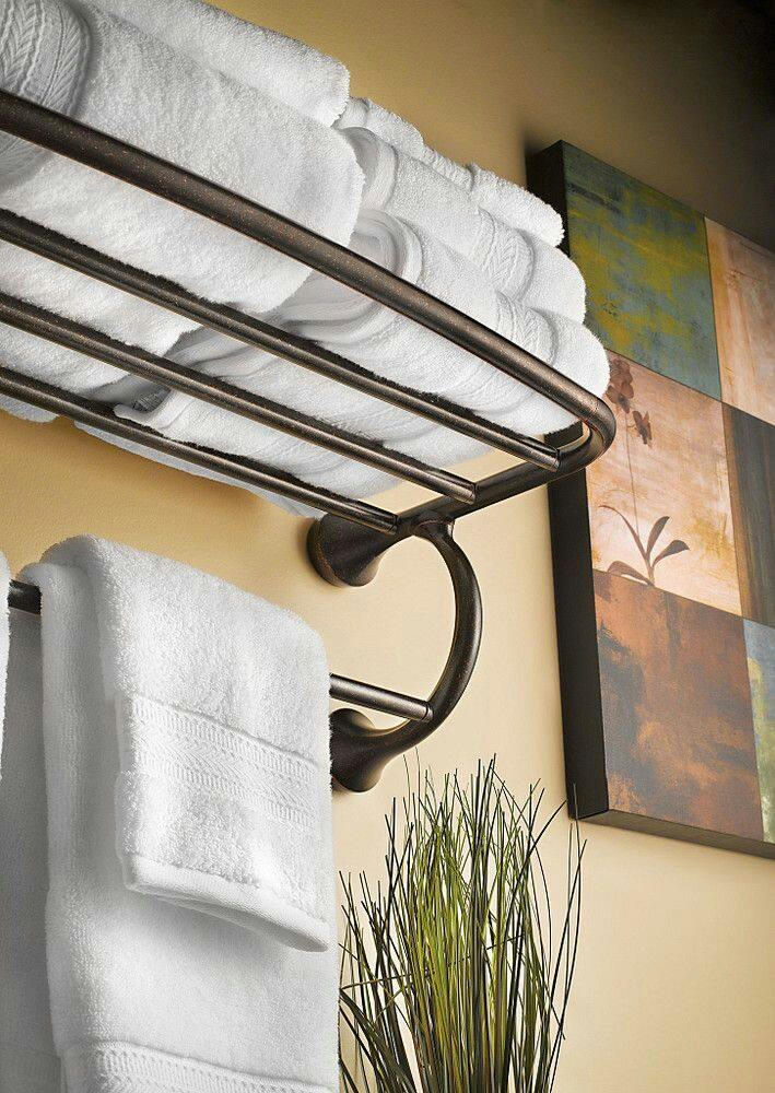 Moen EVA Wide Towel Shelf with Towel Bar, Brushed Nickel, 24-in