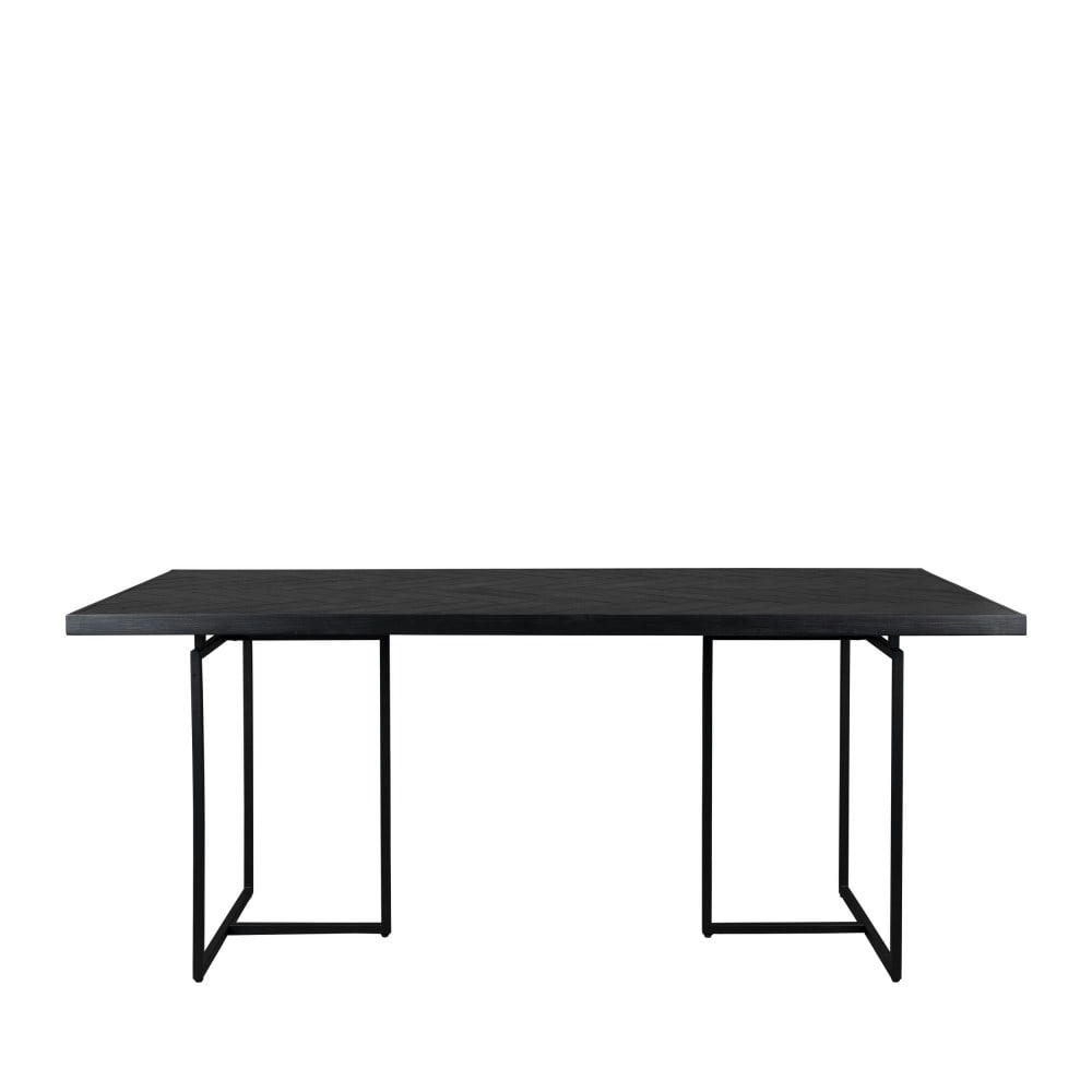 CLASS - Table à manger chevrons bois et métal 180x90cm noir