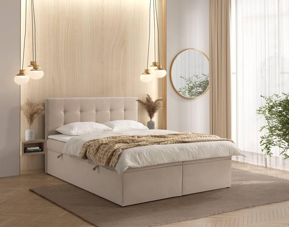 Boxspring Rodez velvet met opbergruimte en topper 180 x 200 cm