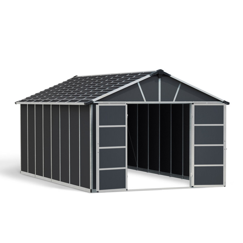 Abri de jardin en résine Yukon gris 3,32 x 5,19 x 2,52 m CANOPIA