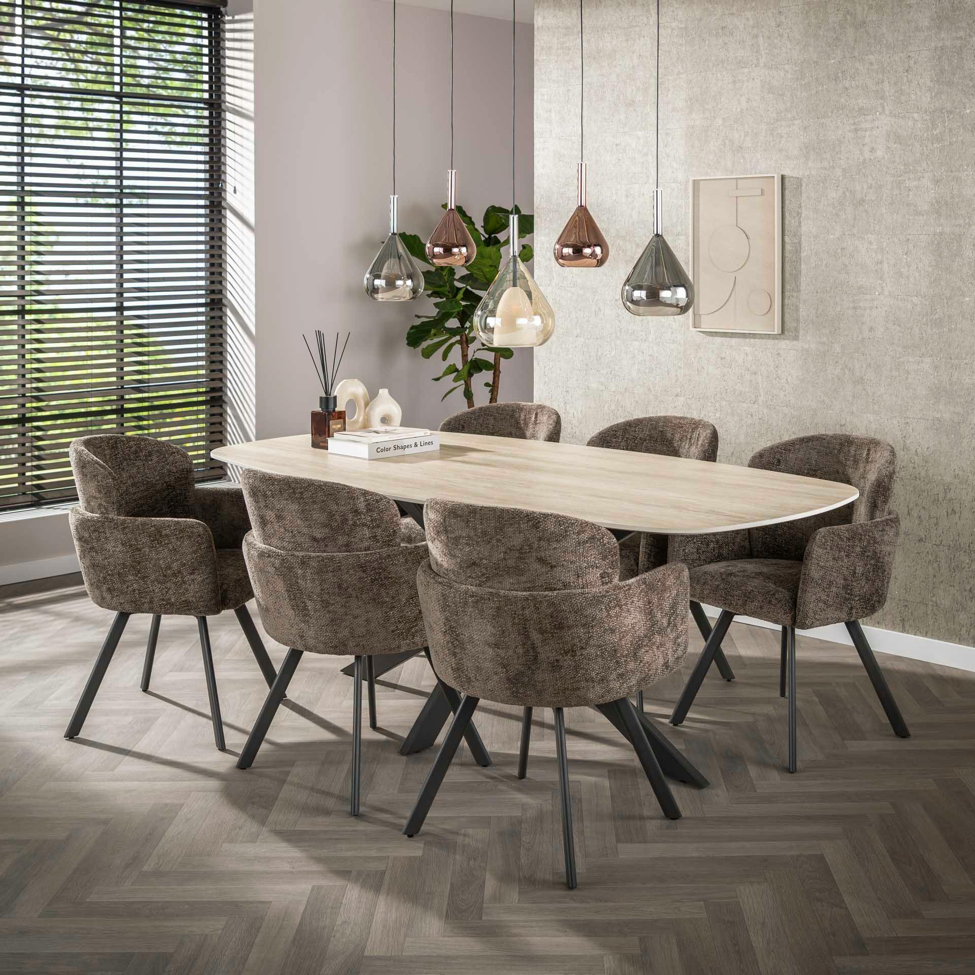 Fauteuil de table pivotant taupe texturé (lot de 2) CREEK