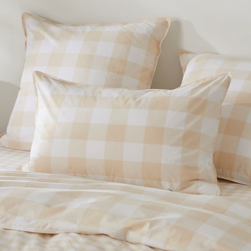 Stonewashed Cotton Printed Sand Gingham Quilt Cover Separates