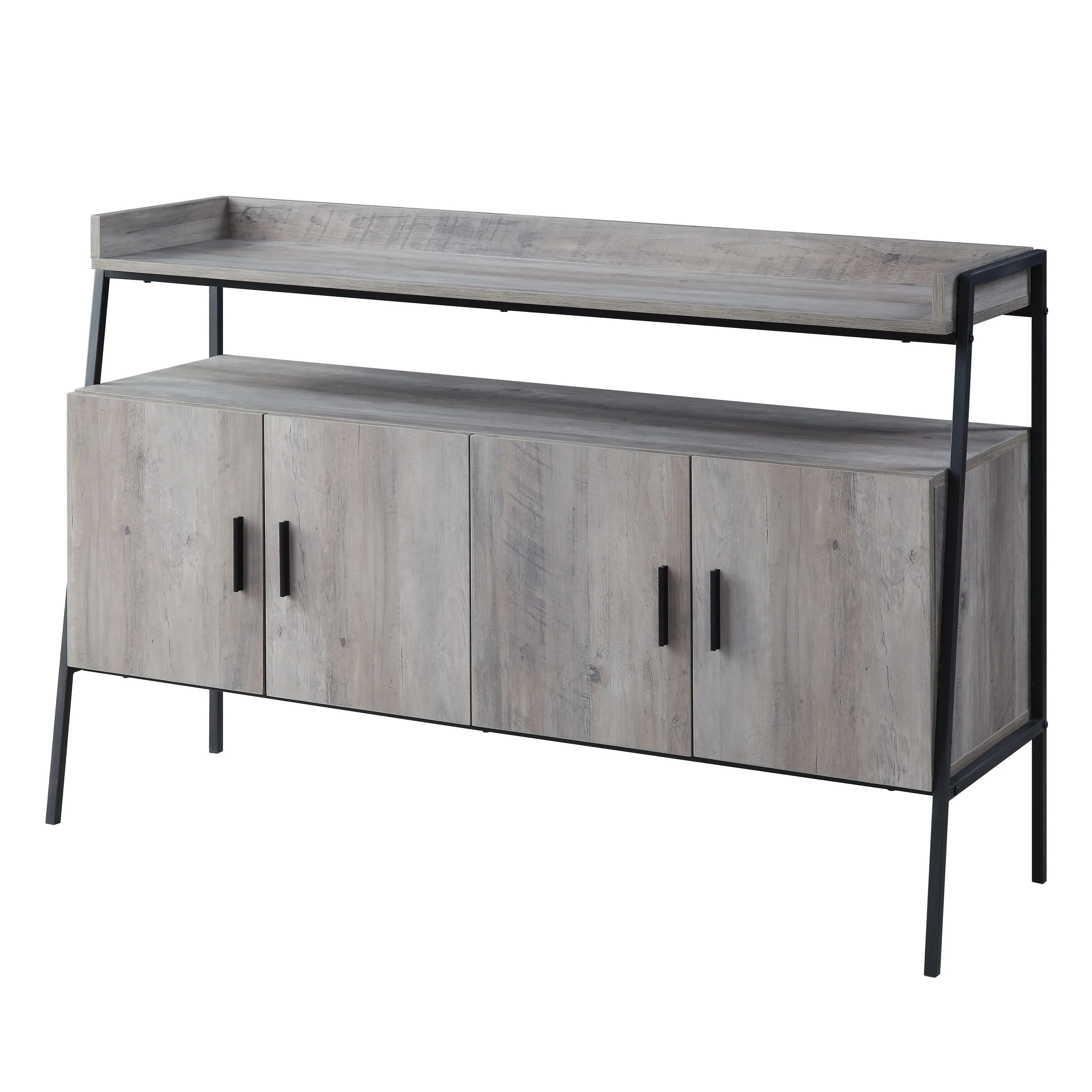 Oak 52 Industrial TV Stand with Shelf & Metal Legs