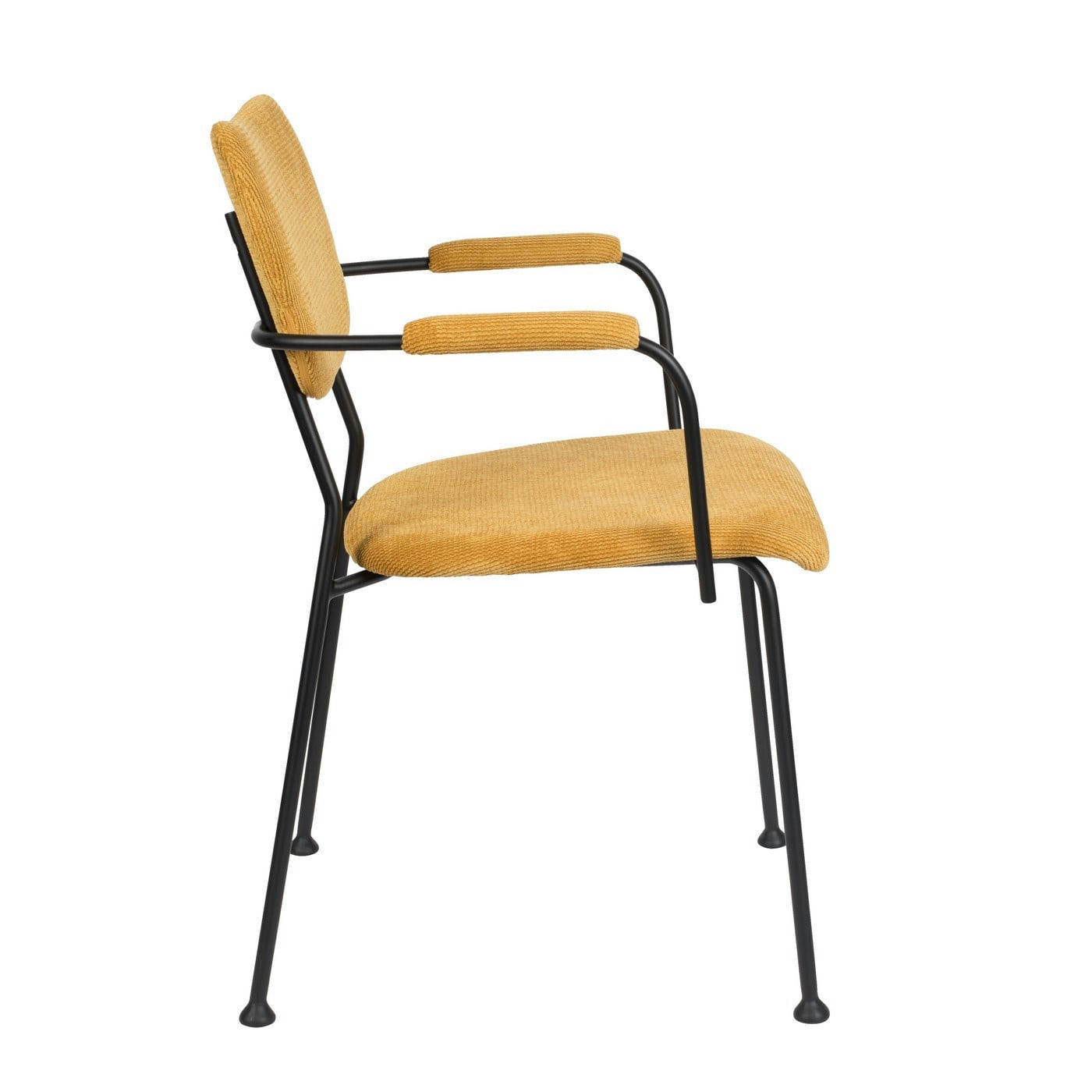 BENSON - Chaise accoudoirs velours jaune